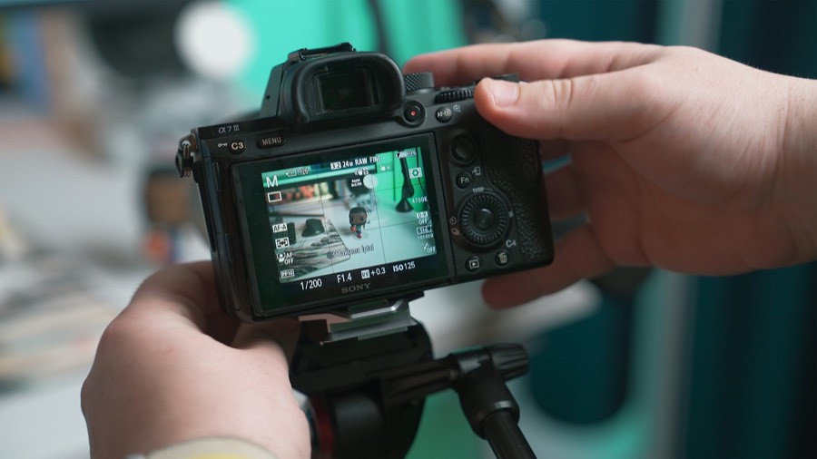 Camera screen during a product shoot
